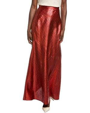 St. John Embossed Satin Pant - Red