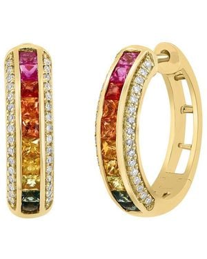 Effy Fine Jewelry 14K 0.93 Ct. Tw. Diamond & Multi Sapphire Earrings - Metallic