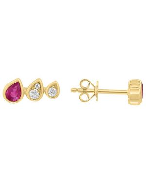 Effy Fine Jewelry 14K 0.57 Ct. Tw. Diamond & Ruby Earrings - Metallic