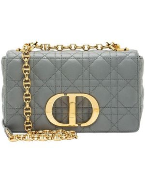 Dior Gray Calfskin Cannage Caro Small Shoulder Bag (authentic Pre-loved)