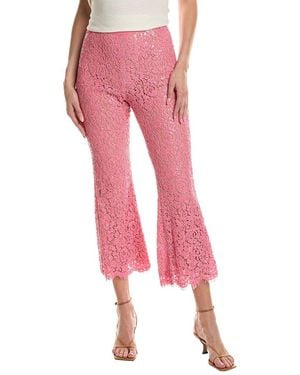 Michael Kors Mid-Rise Sequined Floral Lace Bootcut-Leg Cropped Trousers - Pink