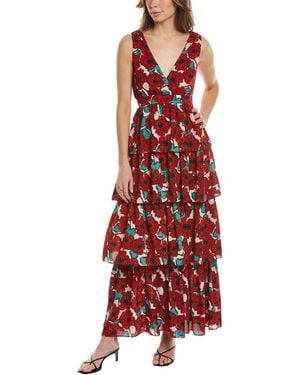 Traffic People Havana Silk-Blend Midi Dress - Red