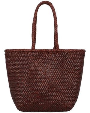 Dragon Diffusion Grace Basket Small Leather Top Handle Bag - Red