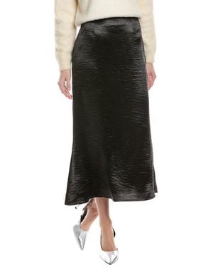 Gracia Textured Satin Fishtail Midi Skirt - Black