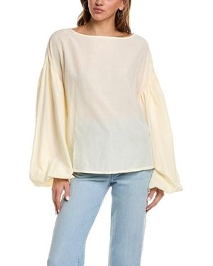 WeWoreWhat Billow Sleeve Boat Neck Top - White