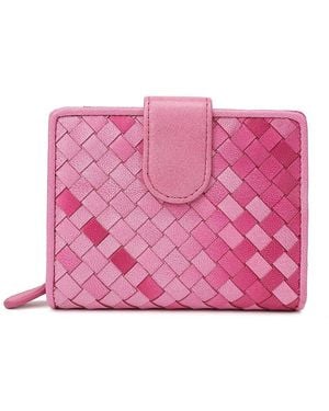 Tiffany & Fred Paris Woven Leather Wallet - Pink