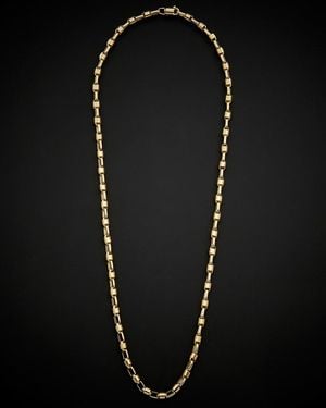 Italian Gold 14k Bullet Link Necklace - Black