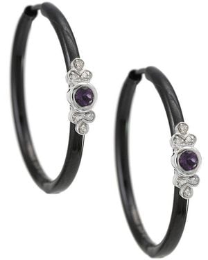 Gemstones 0.26 Ct. Tw. Diamond & Amethyst Earrings - Metallic