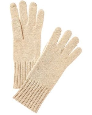 Hannah Rose Lurex Cashmere Gloves - White