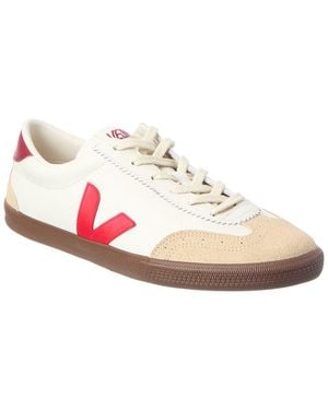 Veja Volley Leather & Suede Trainer - Pink