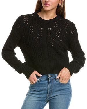 525 America Cropped Cable Cardigan - Black