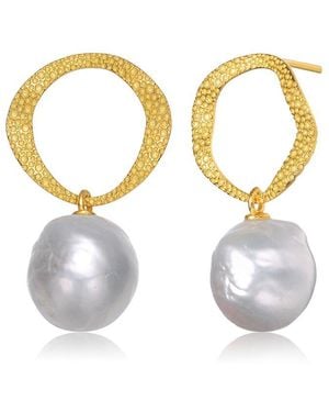 Rachel Glauber 14k Over Silver 12-12mm Pearl Earrings - Metallic
