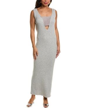 Brunello Cucinelli Ribbed Cashmere Maxi Sweaterdress - Grey