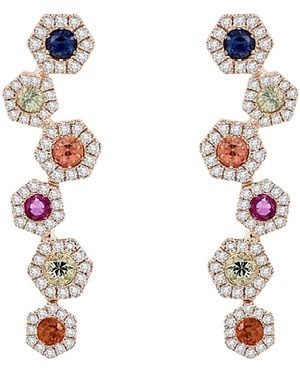 Diana M. Jewels Fine Jewellery 14k 1.13 Ct. Tw. Diamond & Sapphire Earrings - Multicolour