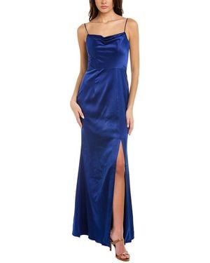 Black by Bariano Lana Gown - Blue