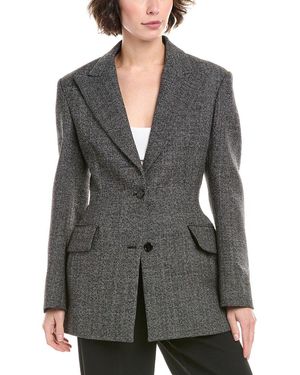 Michael Kors Sculpted Tweed Wool Blazer - Grey