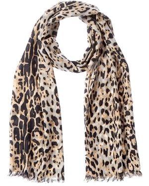 Sofiacashmere Sofiacashmere Leopard Print Lightweight Cashmere Scarf - White