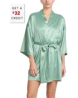 Hanky Panky Satin Sleep Robe With $32 Credit - Green