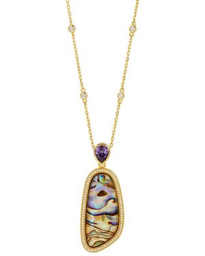 Savvy Cie 18k Over Silver Cz Necklace - Metallic