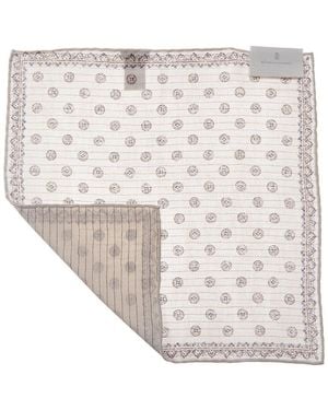 Brunello Cucinelli Silk Pocket Square - White