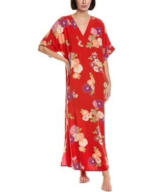 Natori Kiku Challis Nightgown - Red