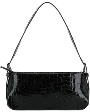 BY FAR Dulce Croc-Embossed Leather Shoulder Bag - Black