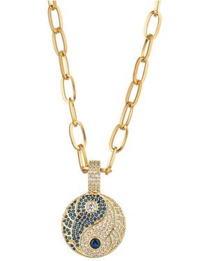 Eye Candy LA The Luxe Collection Titanium Cz Isabella Yin Yang Pendant Necklace - Metallic