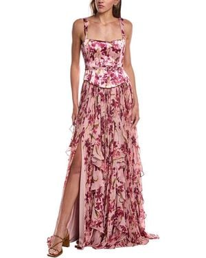 Cinq À Sept Trailing Hibiscus Leema Gown - Red