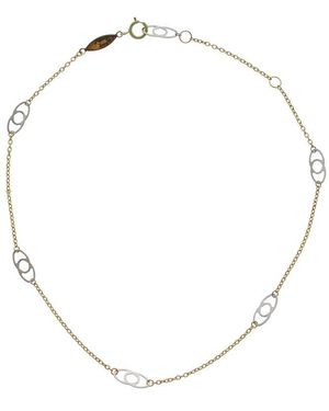 Italian Gold 10K Interlocking Oval Station Adjustable Anklet - Metallic