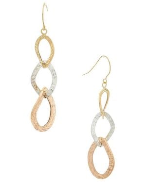 Italian Gold 10K Graduated Twist Oval Drop Earrings - Metallic