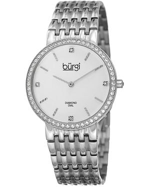 Burgi Burgi Stainless Steel Diamond Watch - Gray