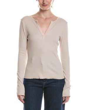 Michael Stars Salem Mixed Henley Top - Natural