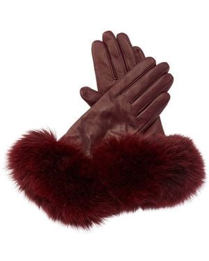 Sofiacashmere Sofiacashmere 2-button Cashmere-lined Leather Gloves - Red