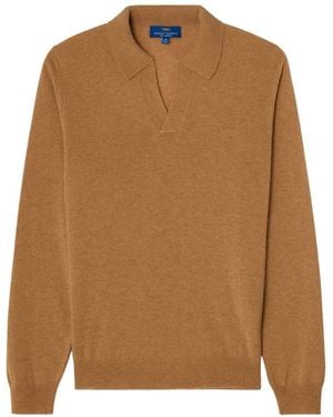 Robert Talbott 100% Cashmere Parsons Johnny Collar Sweater - Brown