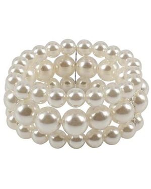 Liv Oliver Silver Plated 12-14mm Shell Pearl Bracelet - White