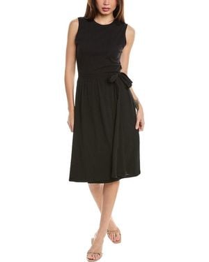 ATM High Torsion Wrap Skirt Midi Dress - Black