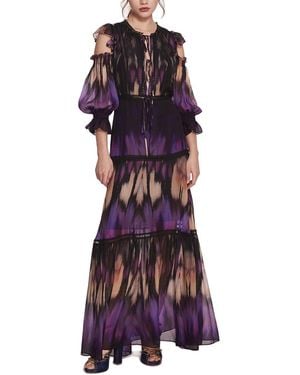 Marchesa Silk-Blend Maxi Dress - Purple