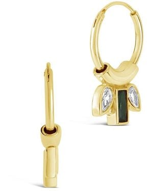 Sterling Forever 14k Plated Cz Helena Hoops - Metallic