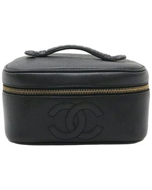 CHANEL Black Caviar Leather Vanity Bag Cosmetic Pouch (authentic Pre-loved)