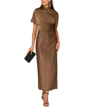 Adrianna Papell Metallic Knit Long Dress - Brown