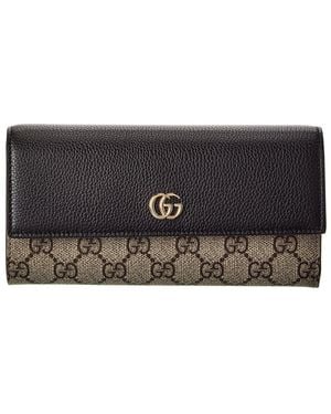 Gucci Gg Marmont Gg Supreme Canvas & Leather Continental Wallet - Black