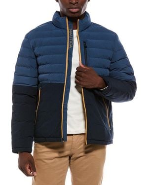 Nautica Quilted Mid Weight Stretch Jacket - Blue