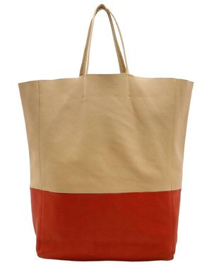 Celine Bicolor Horizontal Cabas Tote Bag (authentic Pre-loved) - Red
