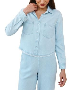 Bella Dahl Two Pocket Fray Hem Shirt - Blue