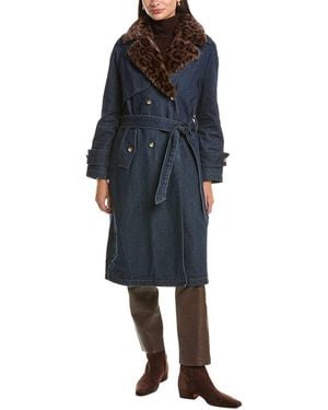 La Fiorentina Denim Trench Coat - Blue