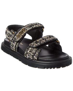 Dior Act Tweed & Leather Sandal - Black