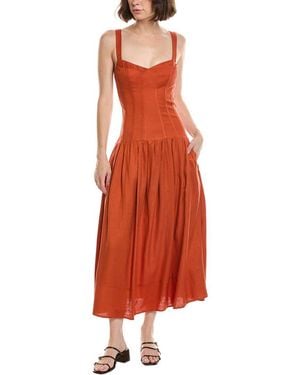 Nicholas Makenna Linen-blend Dress - Red