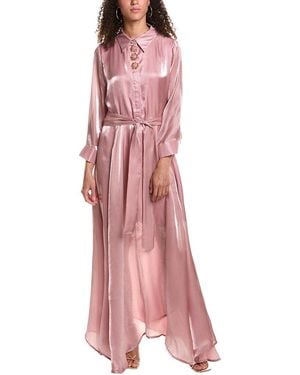 Beulah London Maxi Shirtdress - Pink