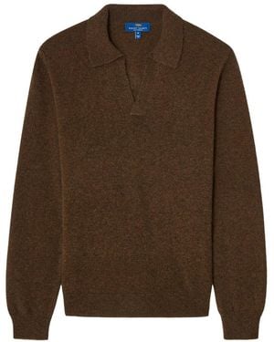 Robert Talbott 100% Cashmere Parsons Johnny Collar Sweater - Brown