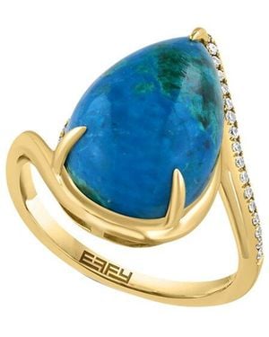 Effy Fine Jewelry 14K 8.91 Ct. Tw. Diamond & Chrysocolla Ring - Blue